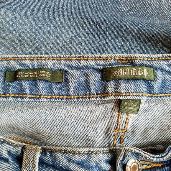 Wild Fable Super High Rise Straight Jeans Women's 6 Button Fly Distressed Ripped - Picture 4 of 4